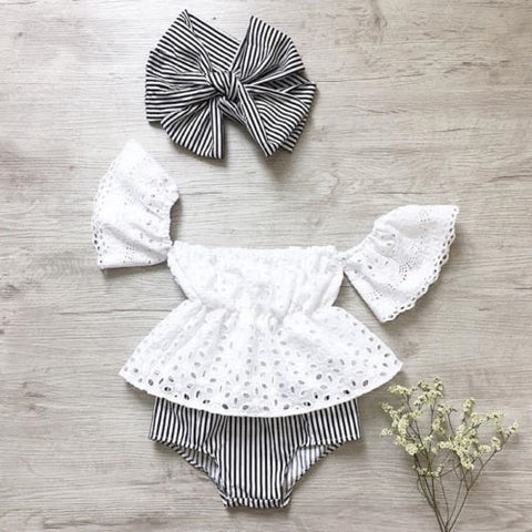 Newborn Clothes Set Striped Long Sleeve Kids Baby Girls