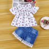2pcs Toddler Kids Girls clothes set Stripe Floral Tunic
