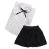 2PCS Set Girls Dress Kids Baby Girl Striped Sleeveless