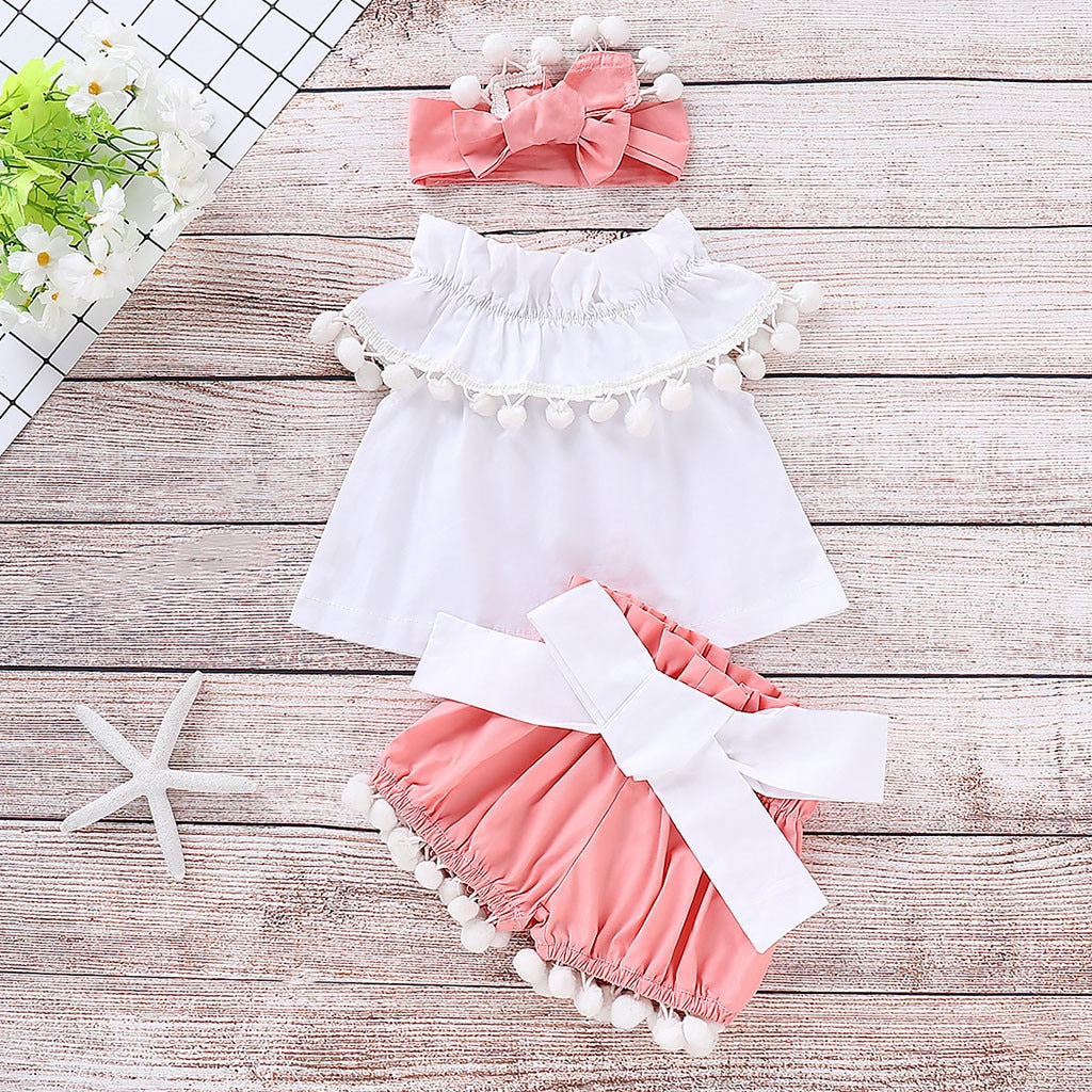 2019 Baby's Sets Baby Girl Clothes Sleeveless Solid