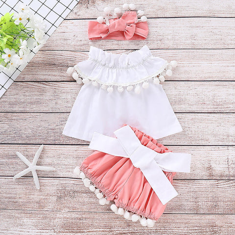 Cotton Summer Fashion Baby Sets For Girls Sleeveless Casual White