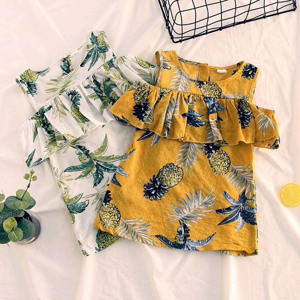 Toddler Kids Dresses Girls Cotton Casual Sleeveless Fruit Printing